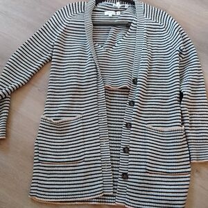 A.L.C. Black and White Striped Women's Cardigan